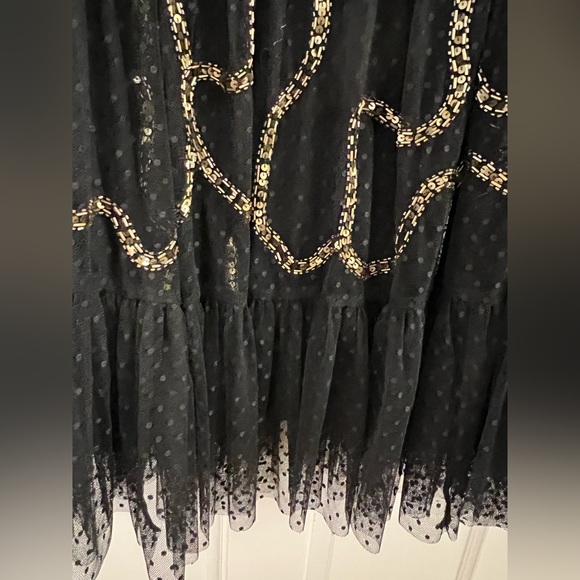 Anthropologie Black Gold Beaded wedding skirt blouse top set outfit size XL - Picture 8 of 12